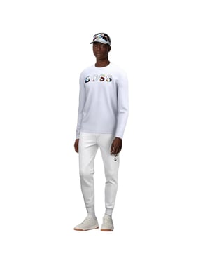 Boss Heren SkeDigital trainingsbroek met logo in kleurverloop (Wit)