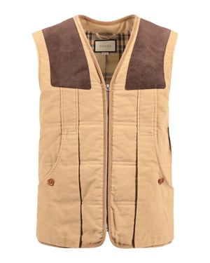 Gucci Moleskin Vest met Suède Details