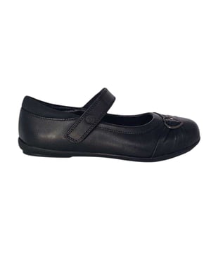 Pretty Green Meisjes Loreto Leren Gevoerde Platte School schoenen (Zwart)