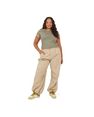 Brave Soul Dames/Dames Ringer Crew Hals Plus T-shirt (Kaki/Camel)