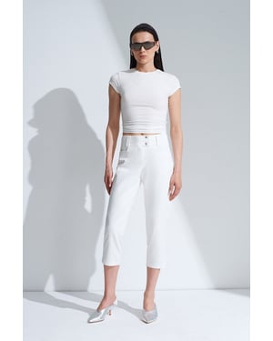 Dames Hoge Taille Wijde Capri Broek