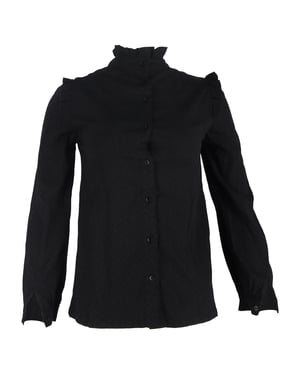 A.P.C. Blouse met lange mouwen en ruches in zwart katoen