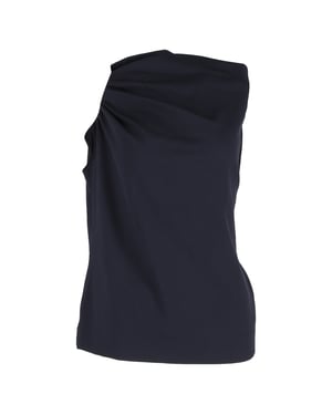 Escada gedrapeerde top van marineblauwe zijde