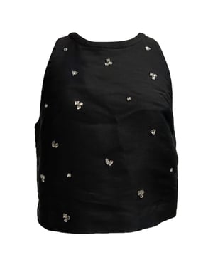 Sandro Storm haltertop met kristallen versiering in zwart polyester