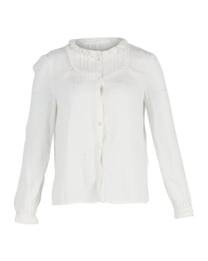 Maje blouse met ruches en knoopjes in witte katoen