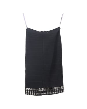 Herve Leger knielange rok met versierde zoom in zwart rayon