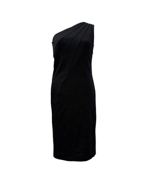 Diane von Furstenberg jurk met één schouder, tot op de knie, in zwart polyester