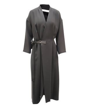 Vince wikkeljurk met kunstleren riem in zwart polyester