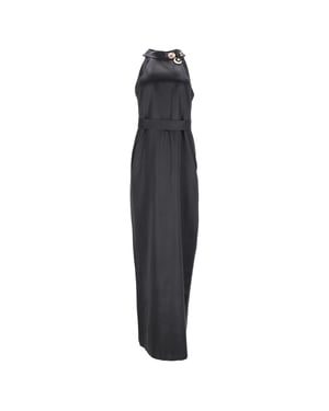 Emilio Pucci Maxi-jurk met halternek en versieringen in zwarte zijde