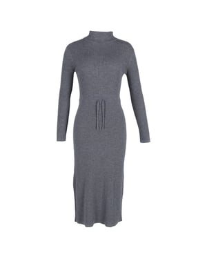A.P.C. Alma gebreide jurk met col in grijze merinowol