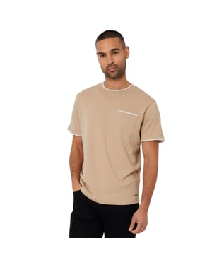Threadbare Gebreid T-shirt voor heren van Perth (Steen/Ecru)