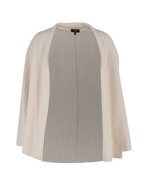 Theory ribgebreid open vest in crèmekleurige wol