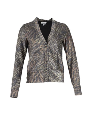Ganni Lurex Jersey Cardigan in dierenprint polyester