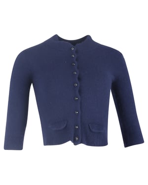 Mulberry cropped vest met knoopjes in blauwe wol