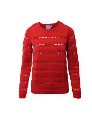 Herve Leger Stretch-Knit Bandage Pullover in Rode Rayon