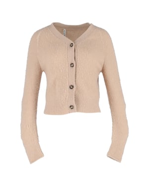 Acne Studios Boxy V-hals Cardigan in Beige Nylon