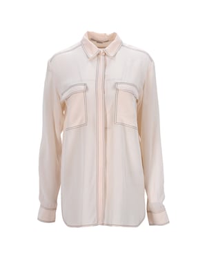 Stella McCartney overhemd met lange mouwen en twee zakken in licht perzikkleurige crêpe satijn.