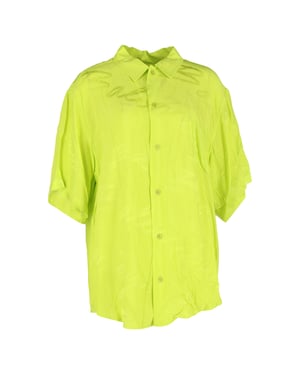 Balenciaga Handgeschreven Minimal Shirt in Neon Groene Viscose