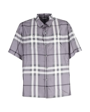 Burberry Bethnal geruit overhemd in grijze zijde