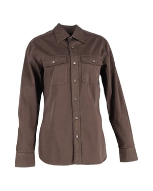Tom Ford twill overhemd in bruin katoen