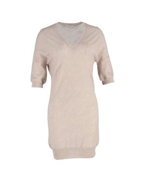 Chloé mini-jurk met V-hals in beige linnen