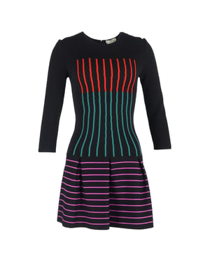 Fendi gestreepte mini-jurk met uitlopende rok in veelkleurige wol