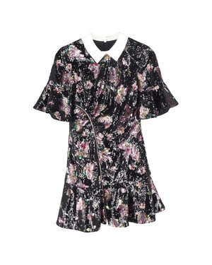Self-Portrait mini-jurk met bloemenprint en pailletten in veelkleurig polyester