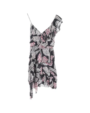 Isabel Marant mini-jurk met ruches en print in veelkleurige zijde