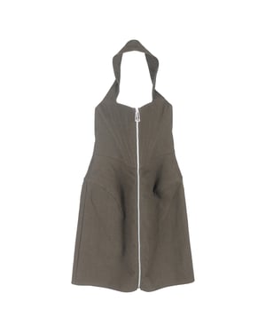 Bottega Veneta Salon mini-jurk met halternek in olijfgroen linnen