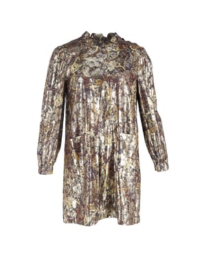 Ba&sh Chiba bedrukte mini-jurk van goudkleurige viscose