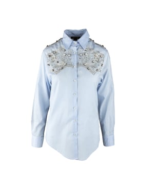 Roberto Cavalli overhemd met kristallen versiering - jaren 2000