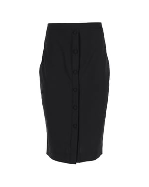 Altuzarra midi-rok met knoopsluiting in zwarte wol