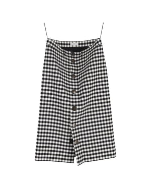 Balenciaga midi-rok met gingham-patroon in zwart polyester