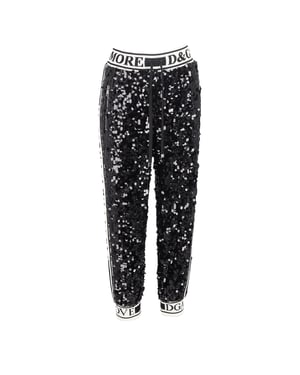 Dolce & Gabbana joggingbroek met pailletten en trekkoord in zwart polyester