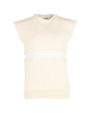 Jil Sander gebreid vest met laagjes in gele wol