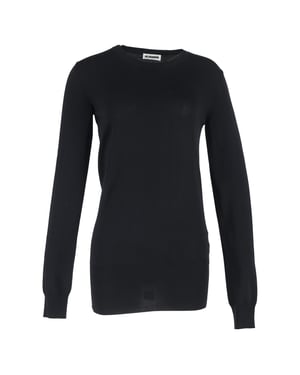 Jil Sander effen trui met ronde hals in zwarte wol