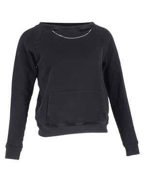Saint Laurent sweatshirt met scheuren en kettingdetails in zwart katoen