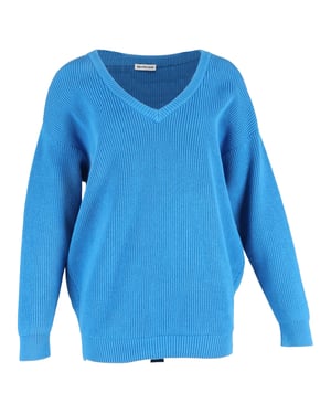 Balenciaga V-hals trui van blauw katoen