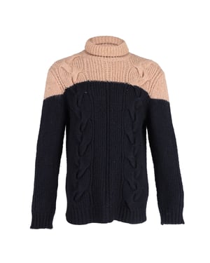 Dries Van Noten tweekleurige coltrui in marineblauw acryl
