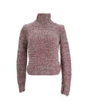 Ann Demeulemeester Kabelgebreide coltrui van roze wol