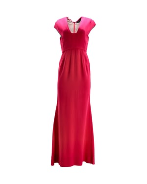 Roland Mouret avondjurk met vierkante halslijn en open rug in roze viscose