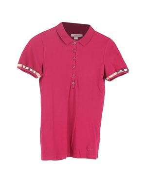 Burberry Brit poloshirt met ruitjesrand en korte mouwen in roodpaars katoen