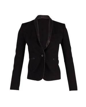 Maje Blazer met contrasterende bies in zwarte wol
