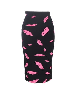 Diane Von Furstenberg midi-rok met lippenprint, aansluitend model, in veelkleurig polyester