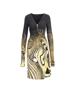 Roberto Cavalli jurk met dierenprint en ritssluiting aan de voorkant - jaren 2000