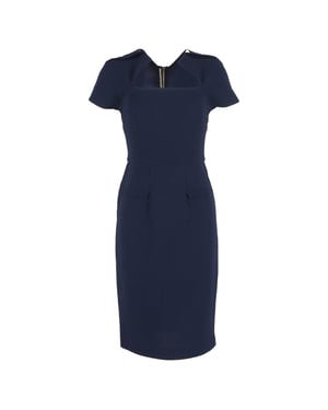 Roland Mouret De Biltmore-jurk in marineblauwe wol