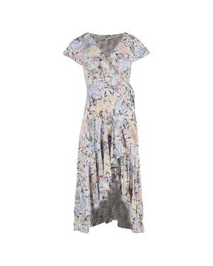 Maje Ritelle midi-jurk van crêpe met kanten details en bloemenprint van polyester