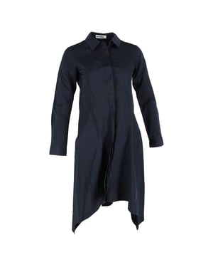Jil Sander Hemdblousejurk in Marineblauwe Katoen