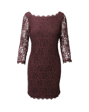 Diane Von Furstenberg kanten jurk in bordeauxrode rayon