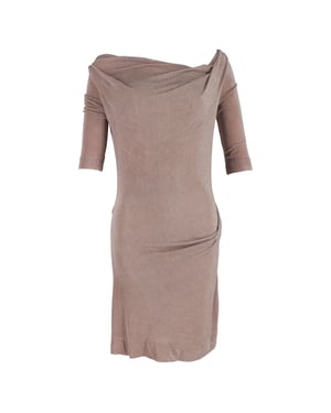Vivienne Westwood midi-jurk met asymmetrische halslijn in bruine viscose